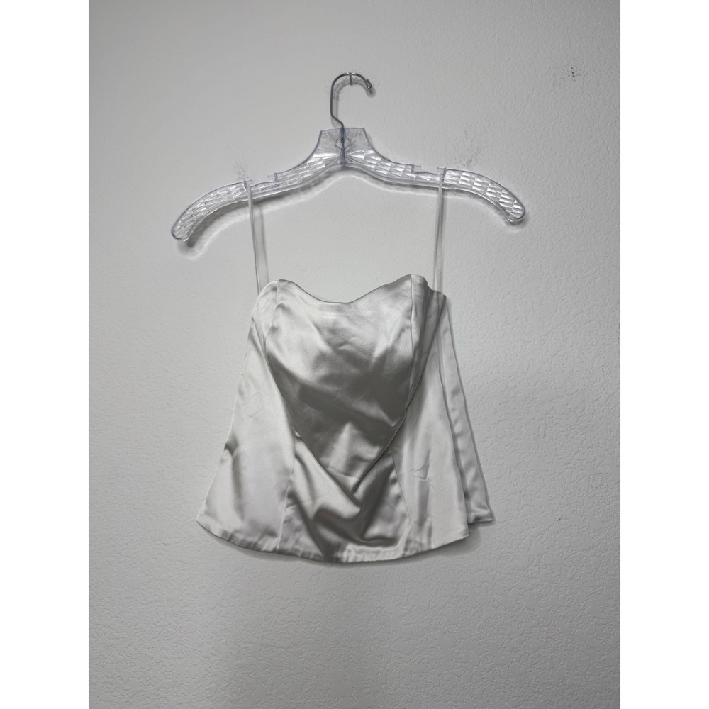 Abercrombie & Fitch Satin Corset Crop Top Silver White Sweetheart Neck Size S - Picture 1 of 11